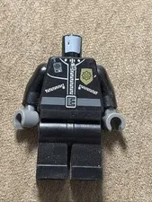 Lego City Police Officer with Leather Zip Jacket