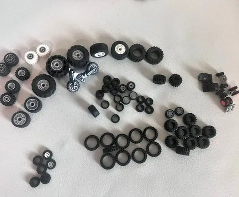 62+ LEGO & Building Toy Tires Wheels Mixed Sizes Styles Lot