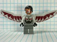 LEGO FALCON MINIFIG 👀 Marvel Super Heroes Avengers Gray Suit Red Wings SH261