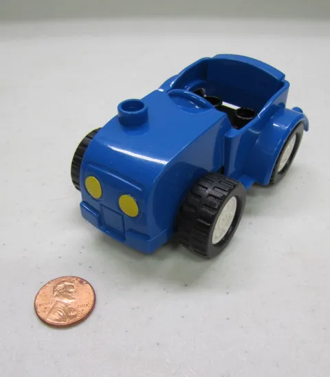 Lego Duplo Small Blue Farm Tractor Steam Roller Vehicle Farmer White Wheels