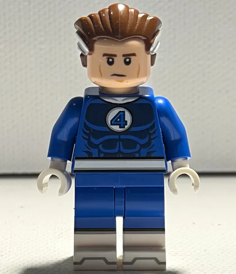 LEGO MARVEL Mr. Fantastic Minifigure retro Blue Suit “4” (PAD PRINTED)