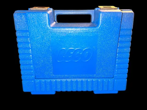 Vintage 1985 Lego Bin Blue Plastic Storage Container Case Carry Box
