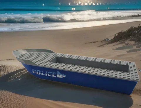LEGO City Police Patrol Boat - Hull of boat only - With Stickers/Net set #60277