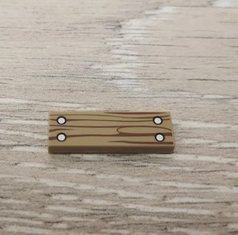 Lego 63864pb049 Dark Tan Tile 1 x 3 with Wood Grain and 4 Silver Nails Pattern