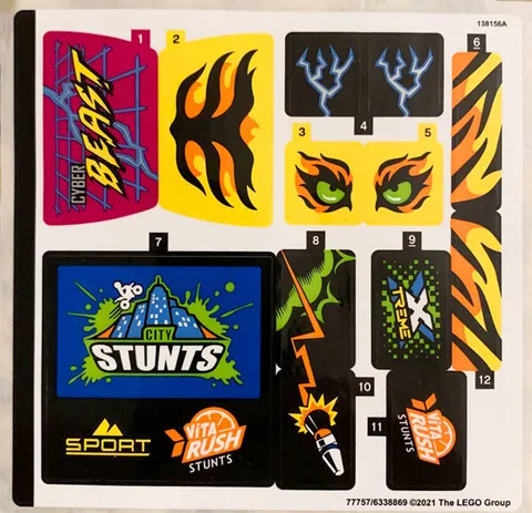 LEGO STICKER SHEET 60295 STUNT SHOW ARENA New from set