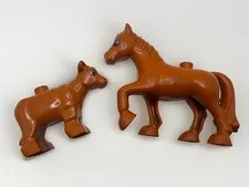 2 Replacements-Lego Duplo Domestic Animals -1 brown Horse And 1 Brown Cow