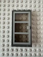 LEGO Door, Frame 1x4x6 Dark Gray w Light Gray Door with 3 Panes 30179c01