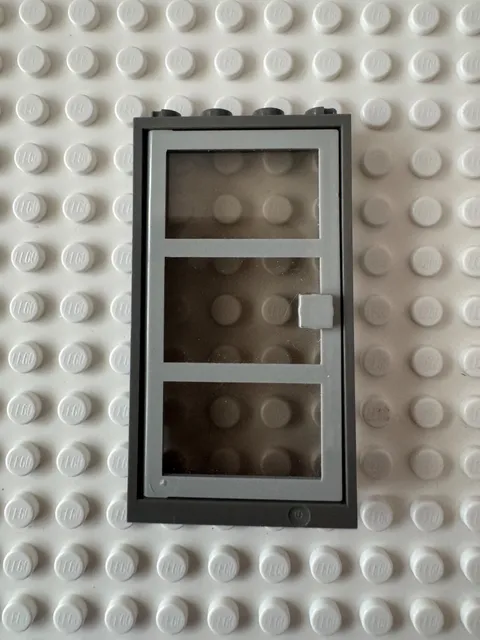 LEGO Door, Frame 1x4x6 Dark Gray w Light Gray Door with 3 Panes 30179c01