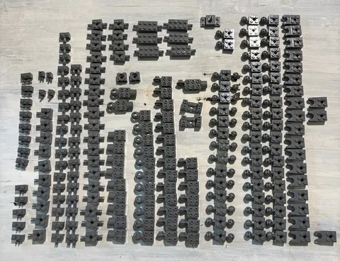LEGO Dark Bluish Gray Technic Modified Brick Lot 210 Pc DBG Genuine LEGO