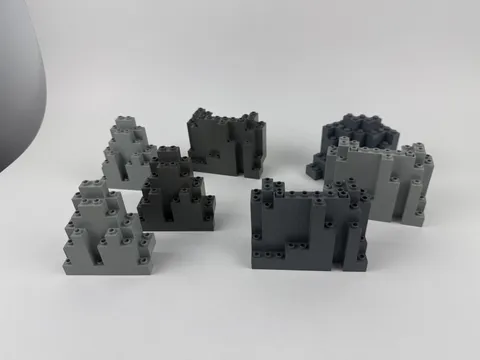 Lego Lot Of Various Castle Wall Rock-9 Pieces 