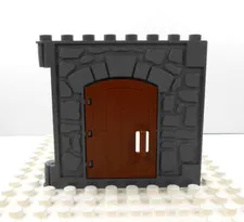 Lego Duplo Item Hinged Castle Wall w/ door dk gray/brown