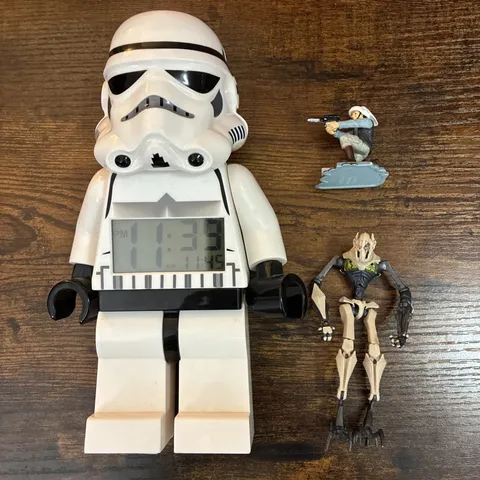 9” Lego Star Wars Stormtrooper Minifigure Alarm Clock And Figures Toys Lot *Read