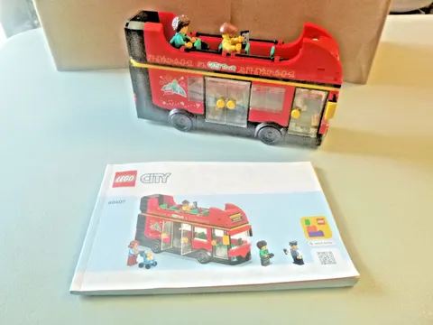 Lego #60407 - City - Double Decker Bus & 4 Minifigs w/ Manual - 100% Complete