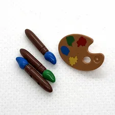 LEGO Minifigure Accessories Paint Palette and Brushes QTY 4