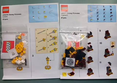 LEGO Disney Cogsworth & Lumiere Minifigures w Instruct From Beauty And The Beast