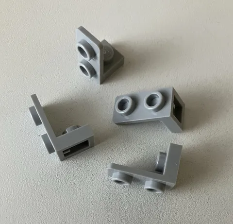 LEGO 4x NEW Pieces Bracket 1x1 - 1 x2 Inverted LIGHT BLUISH GRAY #73825