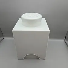 Lego 2012 White 1x1 Brick Building Block Toy Storage Cube Container & Lid
