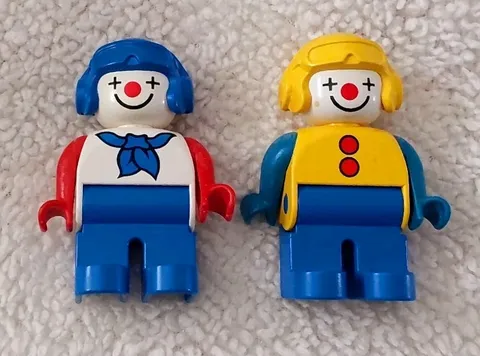 Vintage Lego Clown Figures Multicolor Helmets Circus Toy Collectibles Duplo