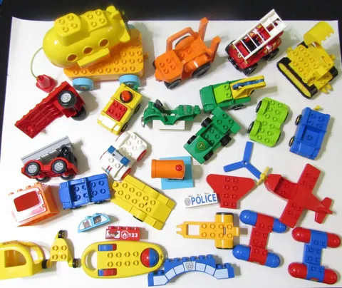 Lego Duplo Lot of Vehicle Bases Plane Submarine Cars Construction Fire truck