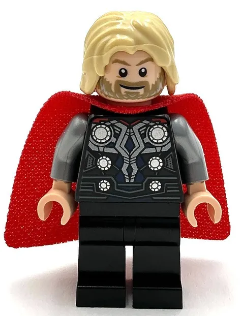 Lego New Thor Spongy Cape with Single Hole Black Legs Tan Tousled Hair Minifig