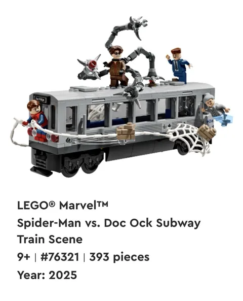 Lego 76321 Marvel Spiderman vs Dok Ock Subway Train Scene Complete Peter Parker