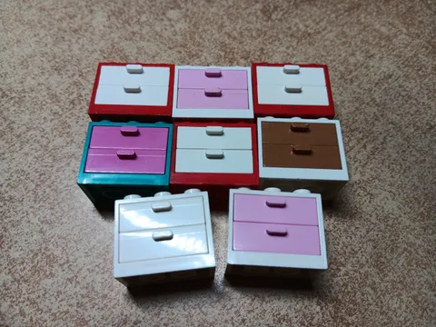LEGO BULK LOT 8 CONTAINER CABINETS CUPBOARDS WITH DRAWERS 2X3X2