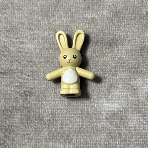 Lego New Tan Bunny Rabbit Standing with Black Eyes Dark Tan Nose and Mouth