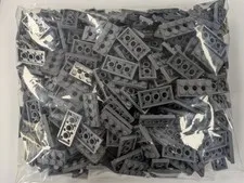 Lego x300 New Dark Bluish Gray Technic, Plate 2 x 4 with 3 Holes # 3709 MOC