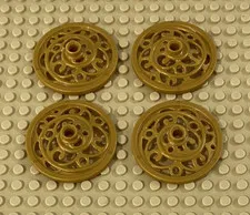 Lego Wagon Wheels Ornate Pearl Gold Carriage Fantasy Castle Disney Princess Set