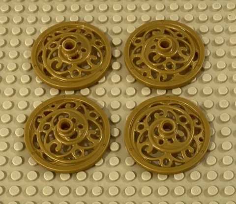 Lego Wagon Wheels Ornate Pearl Gold Carriage Fantasy Castle Disney Princess Set