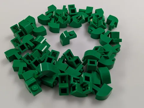 Lego x50 New Green Slope, Curved 2 x 1 x 1 1/3 with Recessed Stud # 6091
