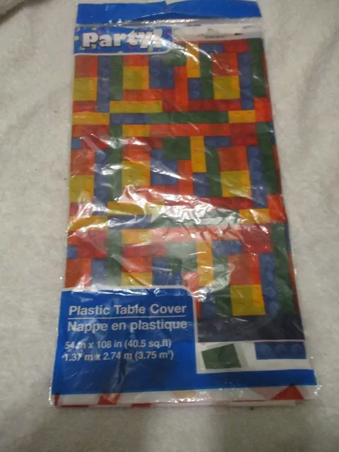 **New** LEGO Like Plastic Table Cover 54 x 108 Inches New Sealed Colorful Party