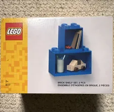 LEGO Wall-Mounted Brick Shelf Set 2 pcs Blue/Gray Age 3+ 4117