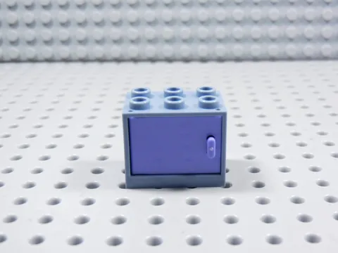 LEGO Sand Blue 2x3x2 Cabinet Container w/ Dark Purple Door Minifig BG
