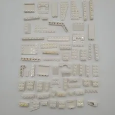 LEGO White Parts Lot 74pc MOC Pack Plate Bricks Slopes SOME YELLOWING GOOD