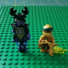 LEGO NINJAGO Minifigures Lot of 2 Gold Ninja w/ Chain & Green Weapon