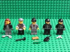 Lot of Town City Police LEGO Minifigures jail prisoner crook cuffs radio MM17