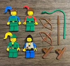 LEGO forestmen, peasant lot. 4 vintage castle minifigures in great condition