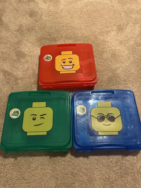 Lot 3 LEGO PROJECT & MINI FIGURE STORAGE CASES Building Base Plate