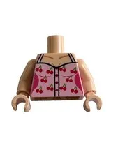 Lego - Minifigure Torso - Female, Sleeveless, Pink, Berry Pattern, Swimsuit RARE