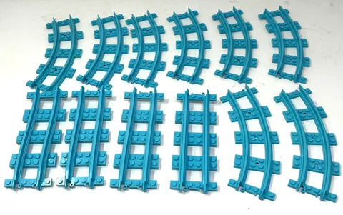LEGO LOT OF 12 BLUE TRAIN TRACKS