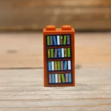 LEGO Dark Orange Brick 1x2x3 Bookcase Holographic Books Sticker 22886pb33 Qty 1