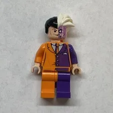 LEGO Batman Two-Face Minifigure Orange Purple Suit 6864 bonus postcards included