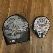LOT 2 GENUINE LEGO STAR WARS DEATH STAR AND MILLENNIUM FALCON LEGO CONTAINERS