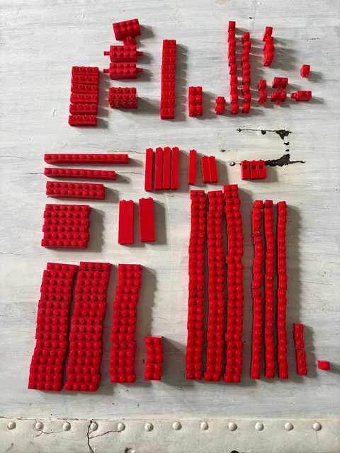 LEGO Lot 286 Red Brick Modified Parts Mixed Bulk Genuine