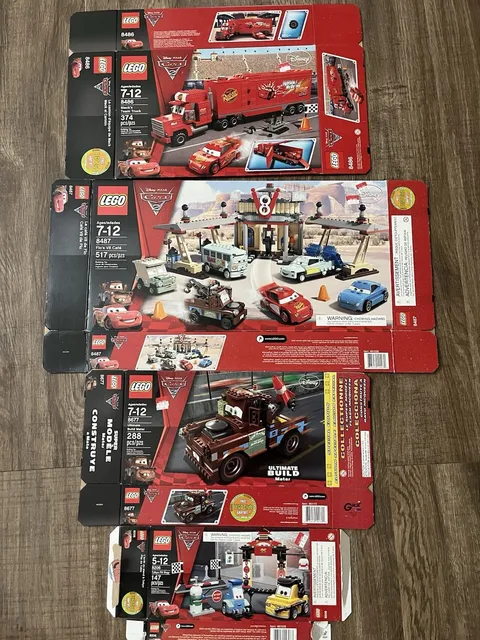 4 LEGO Empty Boxes Cars 2  Disney Pixar 8206 8486 8487 8677 Flattened