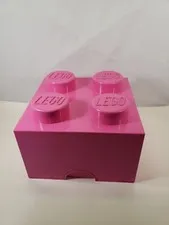 LEGO Brick 4 Knobs Large Stackable Storage Box Kids Toy Container Pink