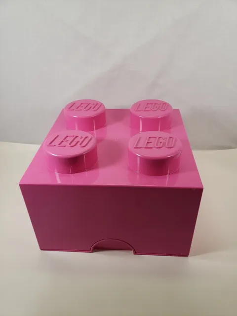LEGO Brick 4 Knobs Large Stackable Storage Box Kids Toy Container Pink