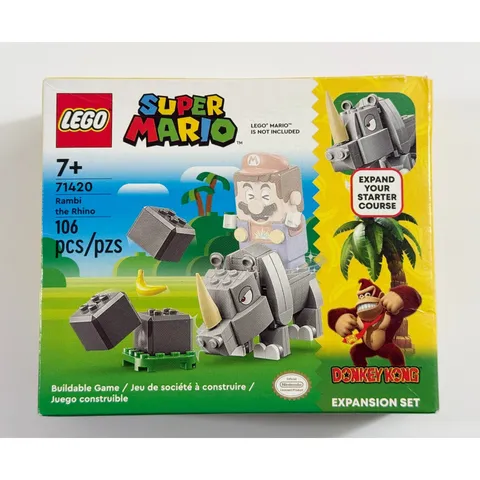 LEGO Super Mario Expansion Set Kids OS Gray Rambi the Rhino 71420 106 pcs