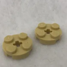 LEGO 4032 Tan Plate, Round 2 x 2 with Axle Hole (x2)